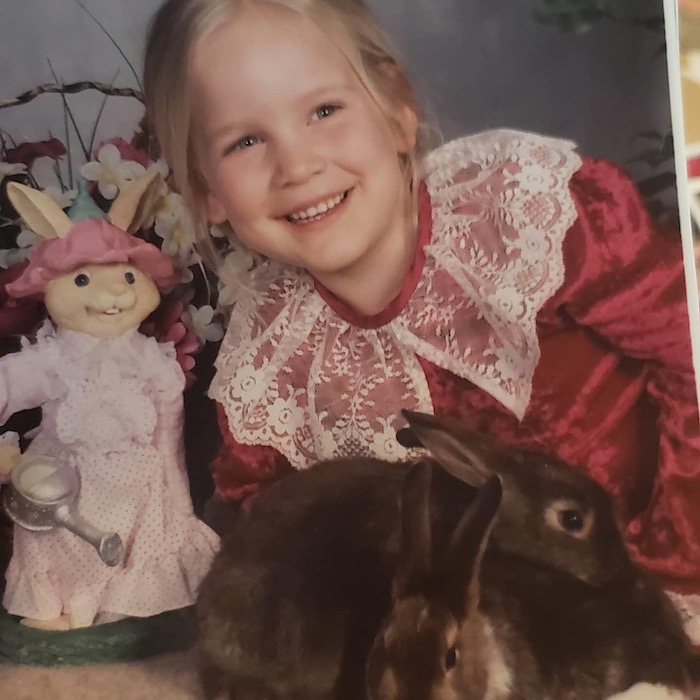 Young Bree with Bunnies