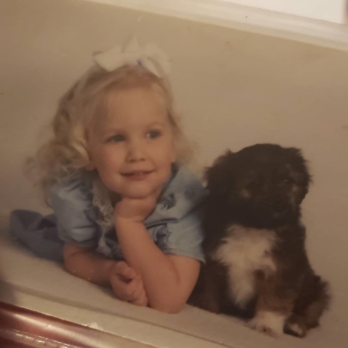 Toddler Bree with Puppy